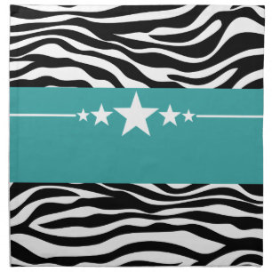 Teal Sassy Star Zebra Napkin Set