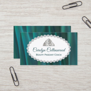 Teal Satin Beauty Pageant Coach Business Card