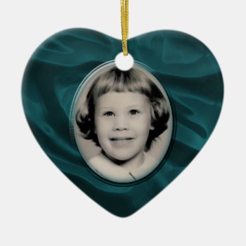 Teal Satin Heart Memorial Ornament by TheGiftsGaloreShoppe at Zazzle
