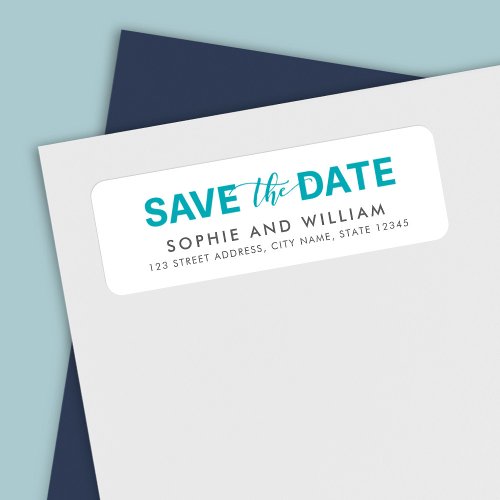 Teal Save the Date Wedding Return Address Label