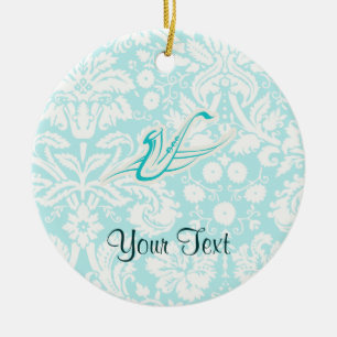 Teal Saxophone Ceramic Ornament