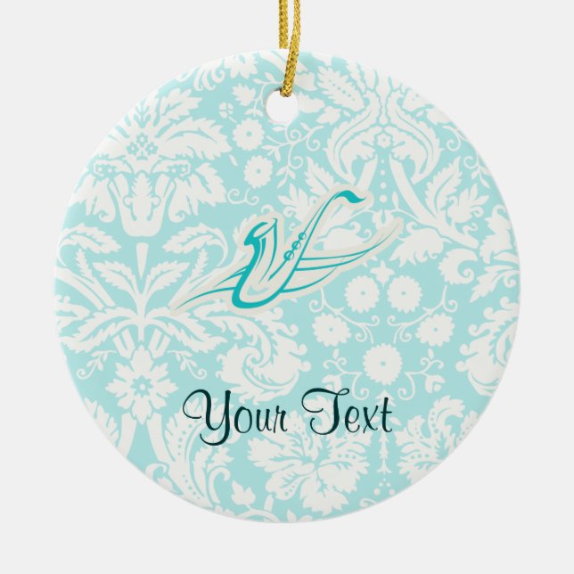 Teal Saxophone Ceramic Ornament (Front)