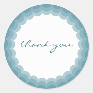Teal Scalloped Edge Sticker - Thank you