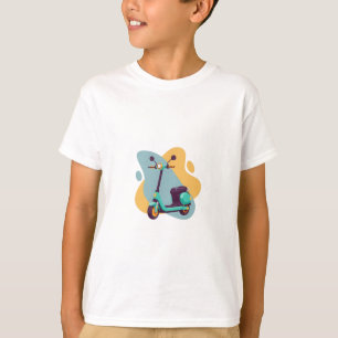 Teal Scooter Adventure Ride Kids T-Shirt