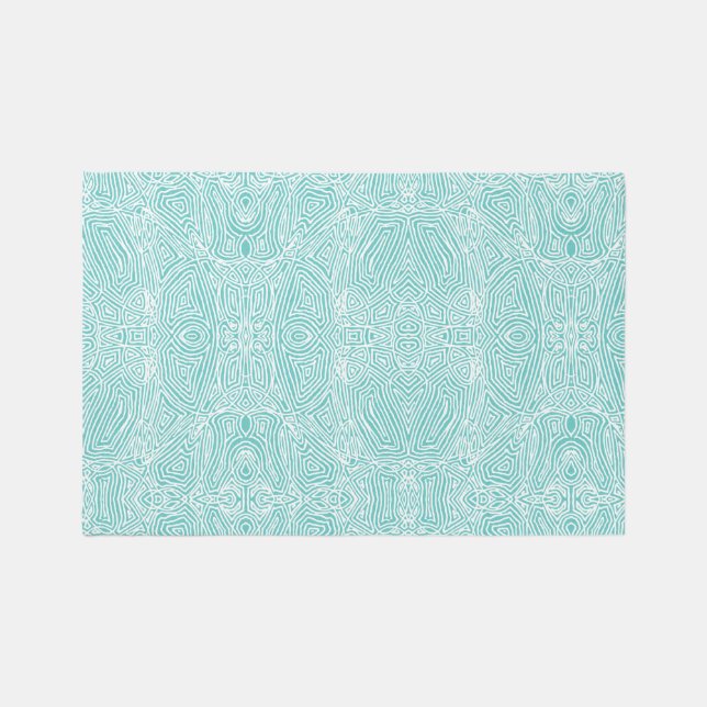 Teal Scribbleprint Rug (Front)