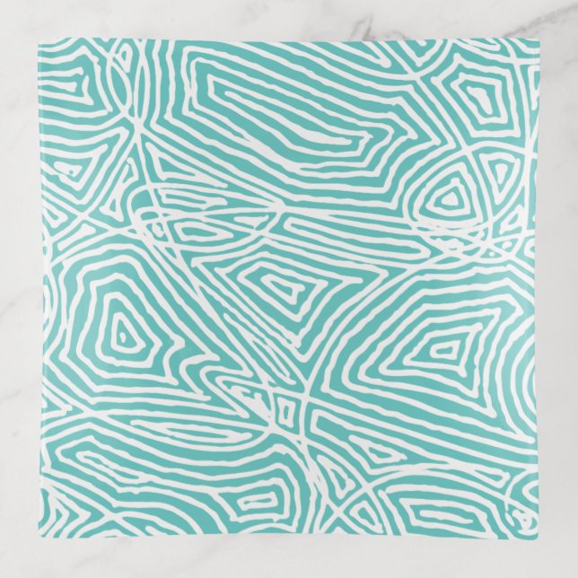 Teal Scribbleprints Trinket Tray (Front)