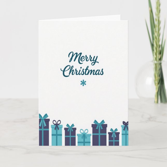 Teal Script Christmas Card (Front)