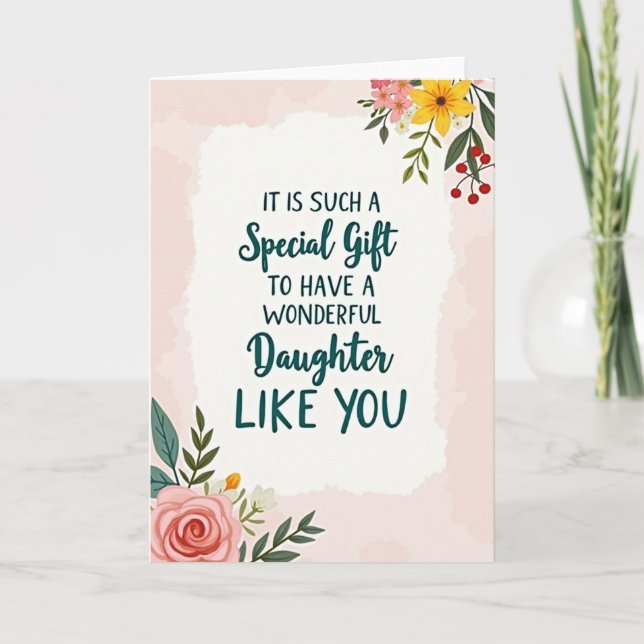 Teal Script Daughter Day Card (Front)