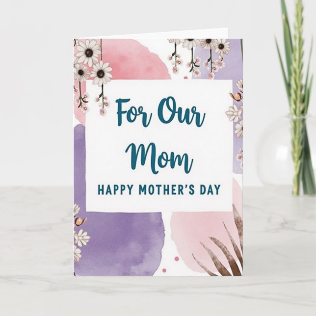 Teal Script Mom Mothers Day Card (Front)