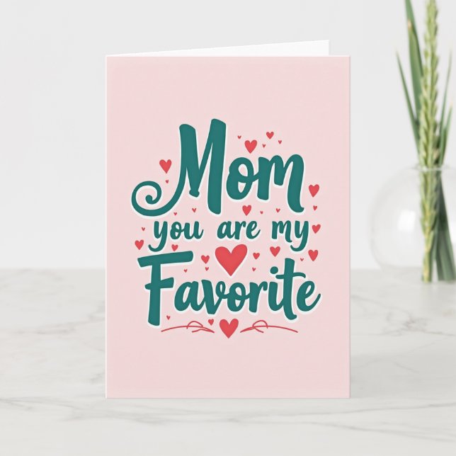 Teal Script Moms Day Card (Front)