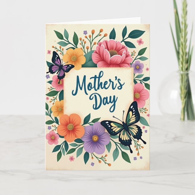 Teal Script Mothers Day Bloom Card (Front)