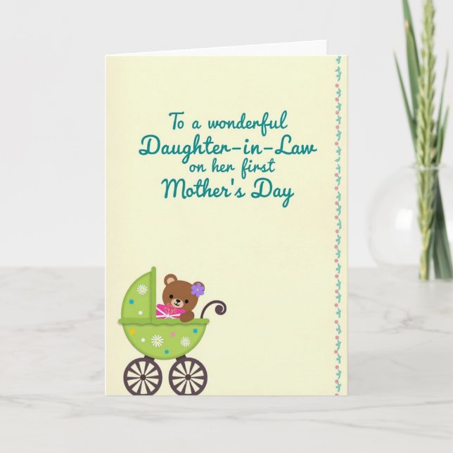 Teal Script Plush Animal Card (Front)