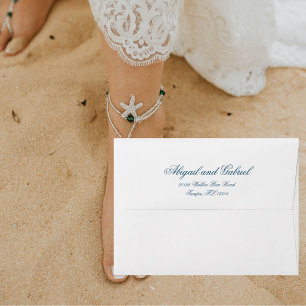 Teal Script Wedding Envelope