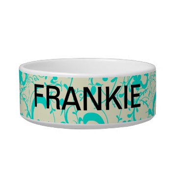 Teal Scrolls And Flourishes Personalized Bowl by Visages at Zazzle