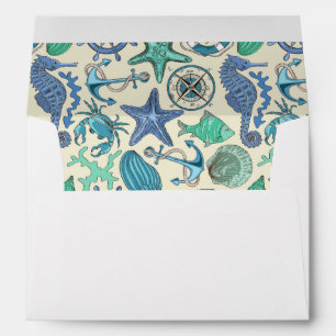 Teal Sea Animals Pattern Envelope