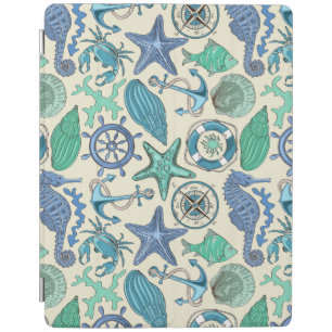Teal Sea Animals Pattern iPad Smart Cover