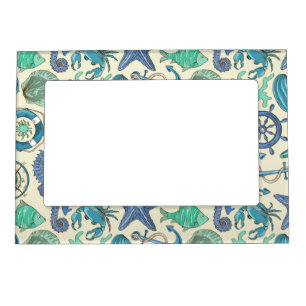 Teal Sea Animals Pattern Magnetic Frame