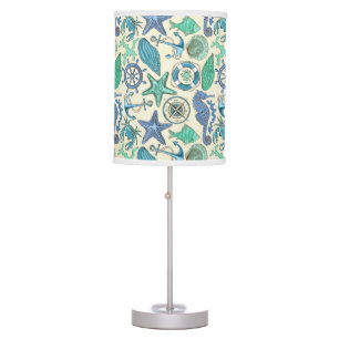 Teal Sea Animals Pattern Table Lamp