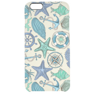 Teal Sea Animals Pattern Clear iPhone 6 Plus Case