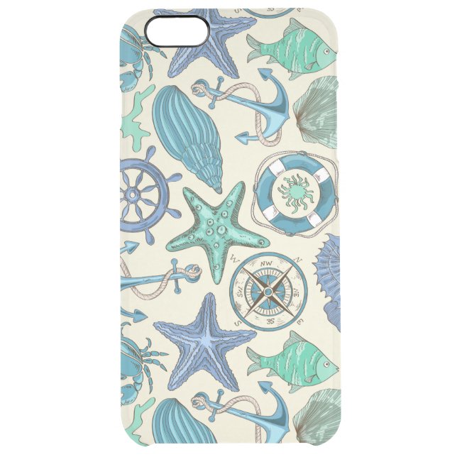 Teal Sea Animals Pattern Uncommon iPhone Case (Back)