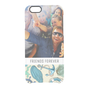 Teal Sea Animals Pattern   Your Photo & Text Clear iPhone 6/6S Case