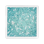 Teal Sea Glass Nautical Print Acrylic Tray at Zazzle