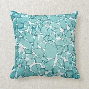Teal Sea Glass Nautical Print Pillow