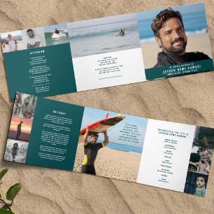 Teal sea green modern graphic coastal Tri-Fold program