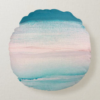 Teal sea round throw pillow
