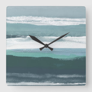 Teal Sea Square Wall Clock