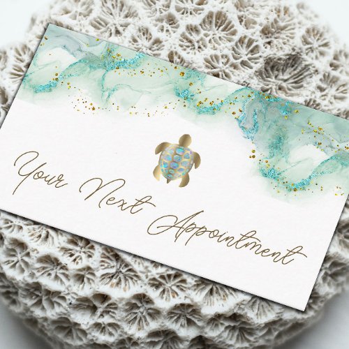 teal sea turtle appointment card