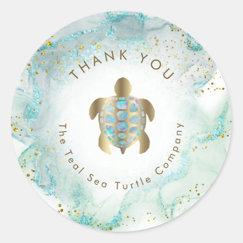 teal sea turtle design  classic round sticker