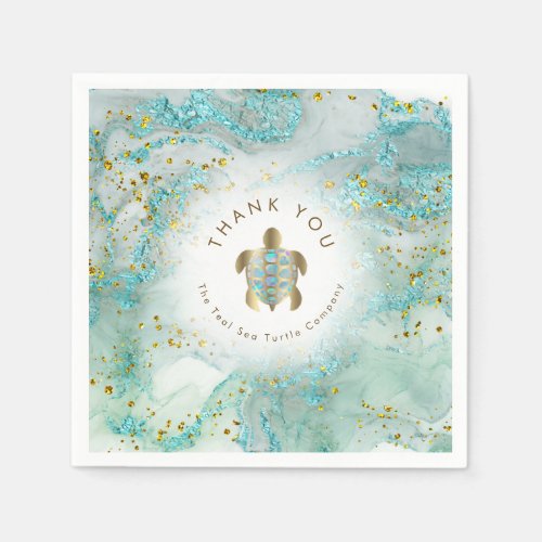 teal sea turtle design  napkins