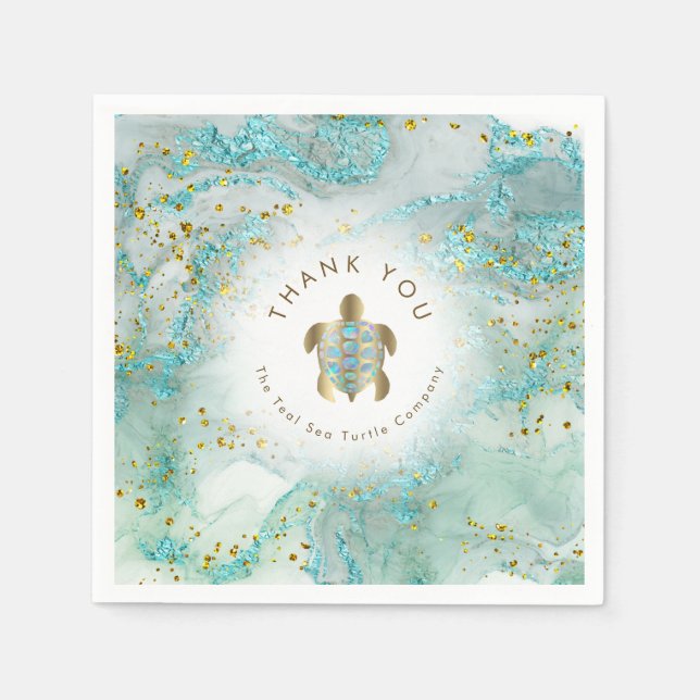 teal sea turtle design  napkins (Front)