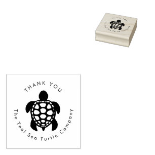 teal sea turtle design rubber stamp