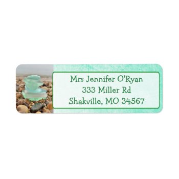Teal Seaglass Ocean Rocks Return Address Labels by Everything_Grandma at Zazzle