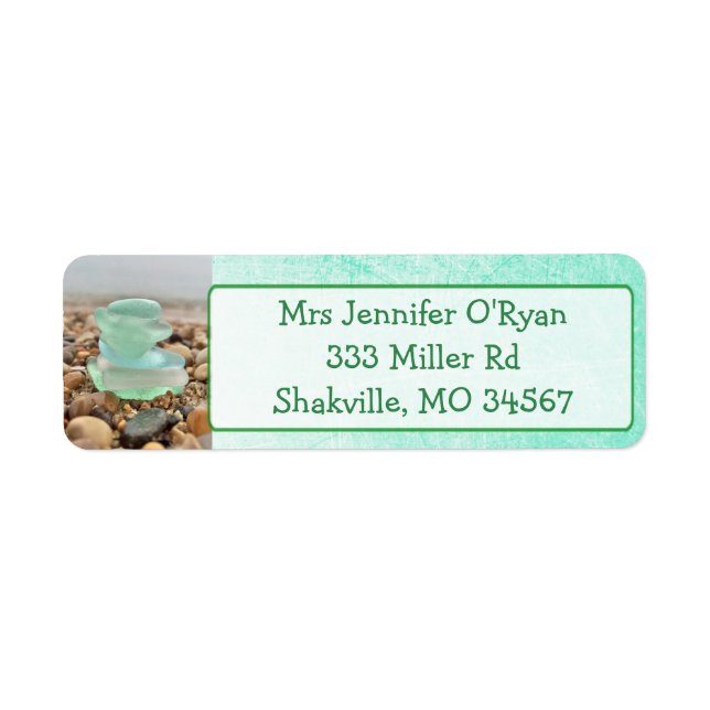 Teal Seaglass Ocean rocks Return Address Labels (Front)