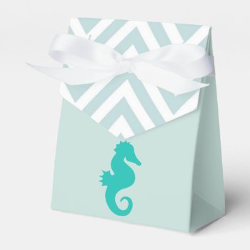 Teal Seahorse Beach Theme Baby Shower Favor Box by CardinalCreations at Zazzle