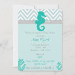 Teal Seahorse Beach Themed Baby Shower Invitation at Zazzle