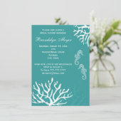 Teal Seahorse Bridal Shower Invitations (Standing Front)