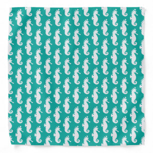 Teal Seahorse Pattern 1 Bandana