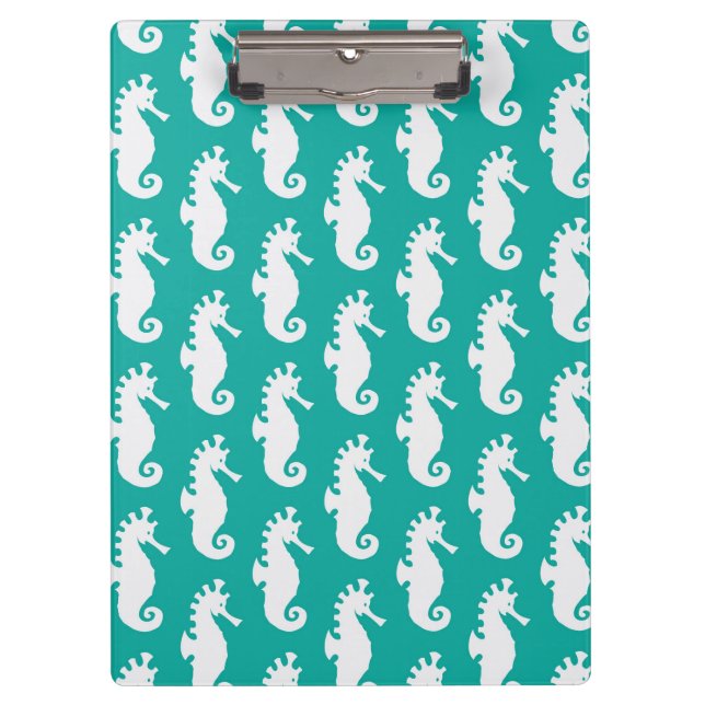 Teal Seahorse Pattern 1 Clipboard (Front)