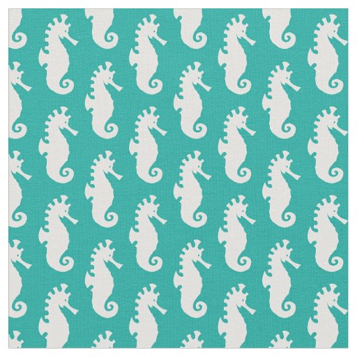 Teal Seahorse Pattern 1 Fabric