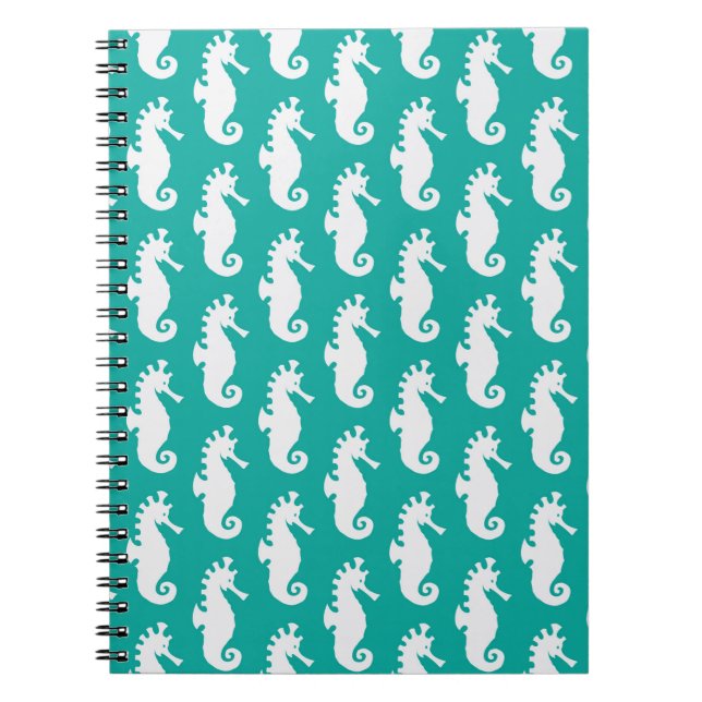 Teal Seahorse Pattern 1 Notebook (Front)