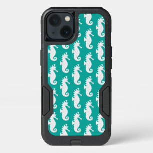 Teal Seahorse Pattern 1 iPhone 13 Case