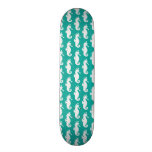 Teal Seahorse Pattern 1 Skateboard Deck