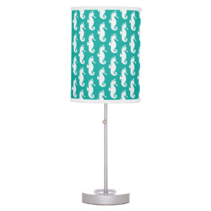 Teal Seahorse Pattern 1 Table Lamp