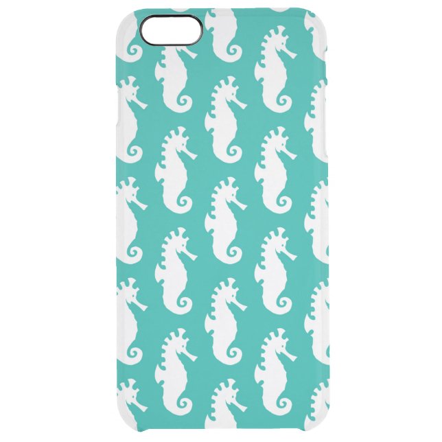 Teal Seahorse Pattern 1 Uncommon iPhone Case (Back)