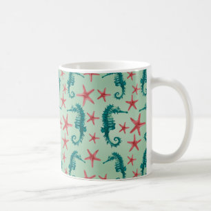 Teal Seahorse Pattern 2 Coffee Mug