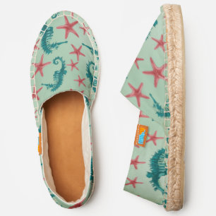 Teal Seahorse Pattern 2 Espadrilles